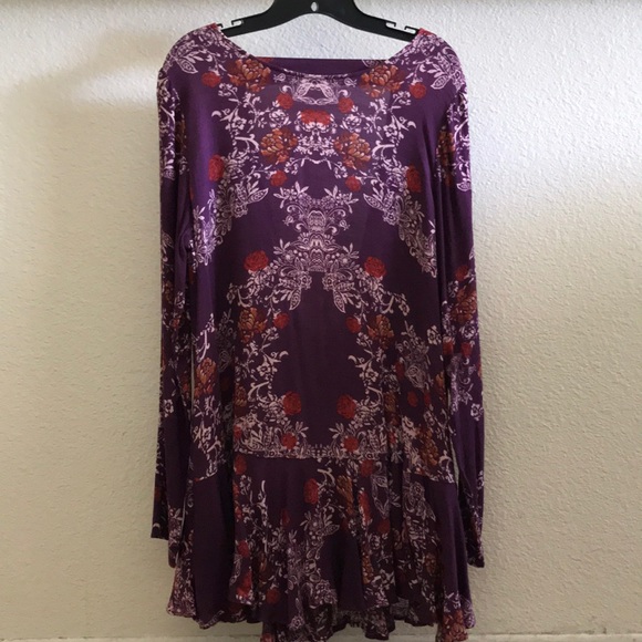 Free People Dresses & Skirts - Free People Purple Flower Tunic Dress Size L
